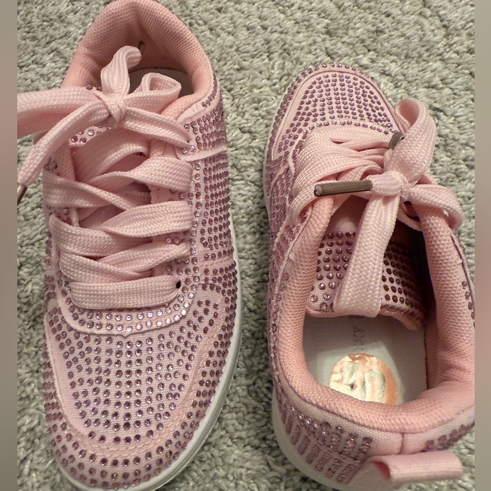 Pink Girls Rhinestone Sneakers - Picture 3 of 7